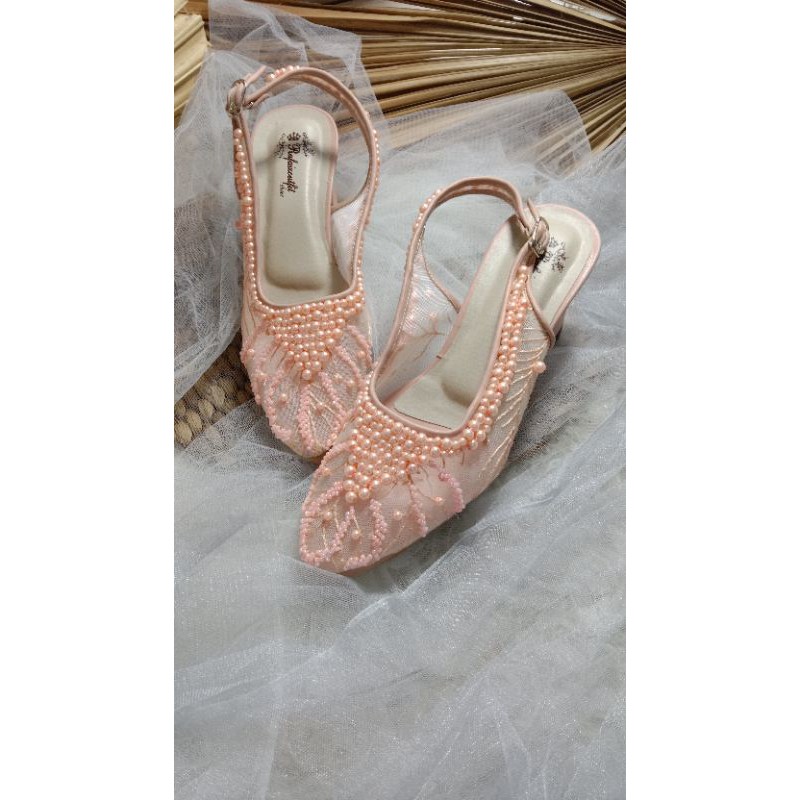 sepatu Calista peach tinggi 7cm