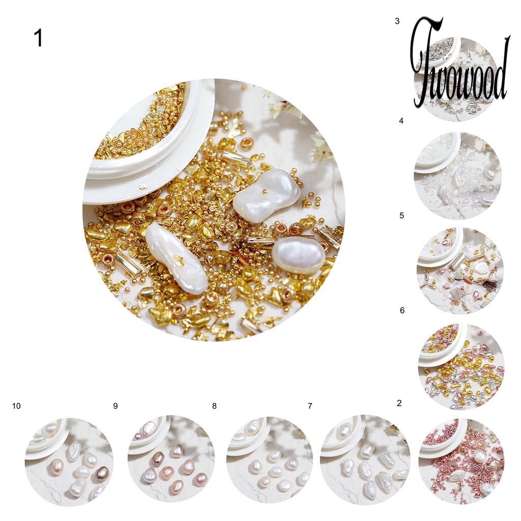 1 Kotak Dekorasi Kuku Bentuk Irregular 3D Campuran Mutiara Imitasi Bahan Alloy Tahan Karat Untuk Nail Art