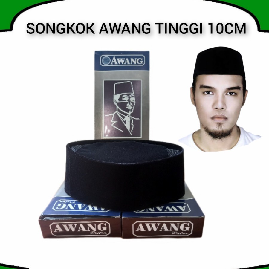 SONGKOK AWANG TINGGI 8 9 10CM SONGKOK PECI KOPIAH HITAM