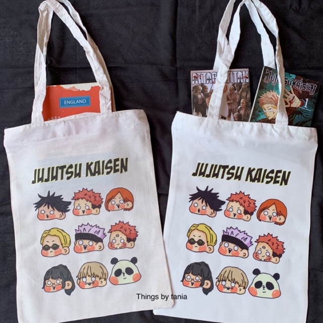 (Promo) Tote bag JUJUTSU KAISEN Chibi Mochi JJK gojo nanami inumaki sukuna megumi / Tas totebag baby