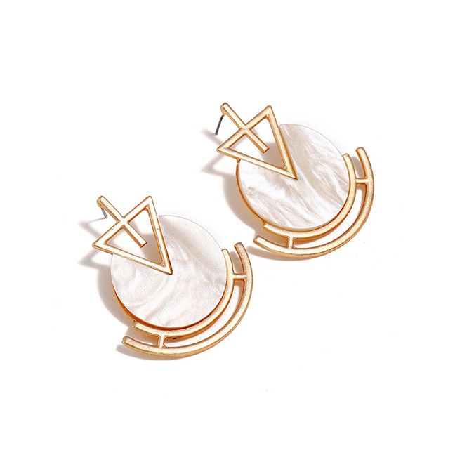 LRC Anting Tusuk Fashion Gold Color Hollow Out Design Pure Color Earrings E72430