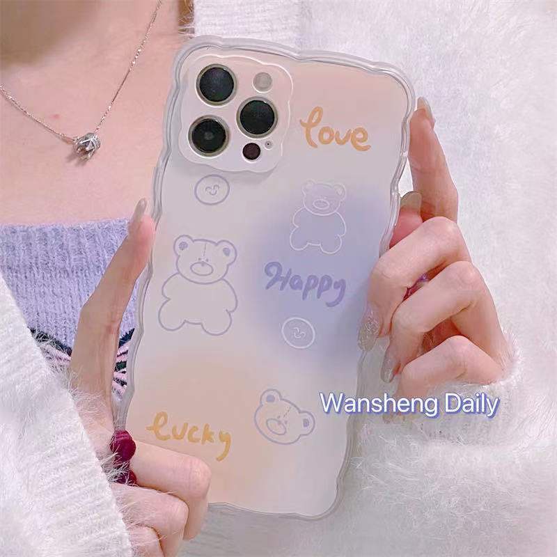 Case Pelindung Handphone Motif Beruang Untuk IPhone 13 / 12 Pro Max / 11 / XS / XR / X / 8 / 7 / 6 / Plus Mini