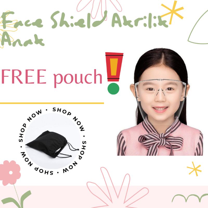 PELINDUNG WAJAH FULL FACE SHIELD AKRILIK ANAK CLEAR DAN WARNA ANTI EMBUN ANTI PUSING PREMIUM ARTIS