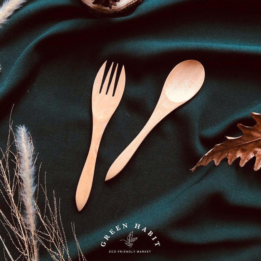 Cutlery Sendok Garpu Makan Kayu Set