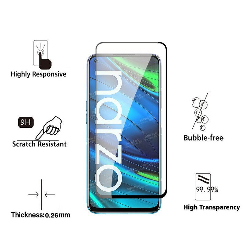 PROMO Tempered Glass REALME NARZO 20, 20 Pro, 20A TG Layar FULL COVER Black Premium/Anti Gores Kaca