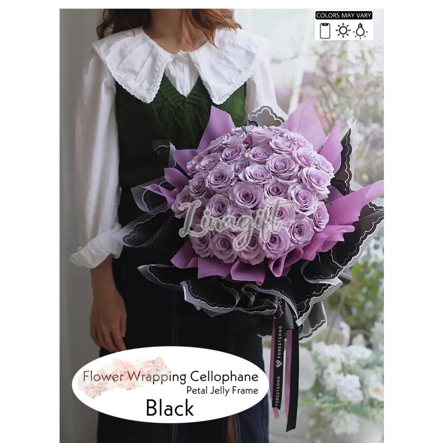 ( 5 Lembar ) PETAL JELLY FRAME - FLOWER WRAPPING PAPER TUNE SOLID COLOR LIST KOREAN CELLOPHANE - KERTAS BUNGA PLASTIK WARNA PEKAT LIST LUCU / KARANGAN BUKET BOUQUET / FLORIST