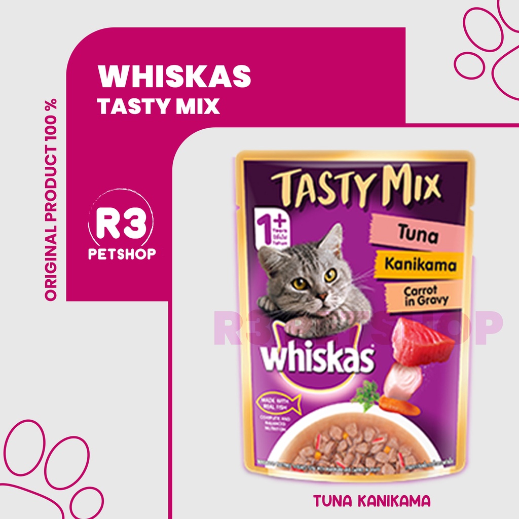 Whiskas pouch TASTY MIX 70g Makanan Kucing Basah