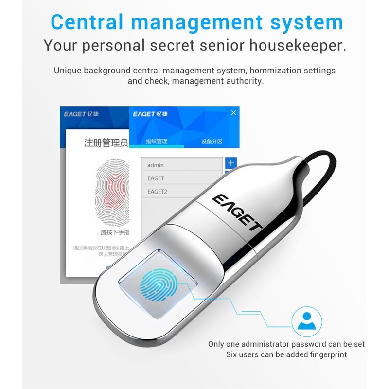 EAGET FU5 32GB - Fingerprint USB Flash Drive - Flash Disk Sidik Jari