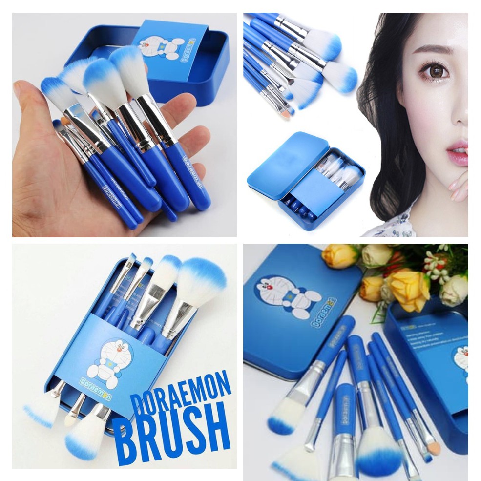 [ORI] KUAS BRUSH MAKE UP DORAEMON | Impor Jepang Sangat Lembut Lucu Halus dan Kokoh | Isi 7 Pcs