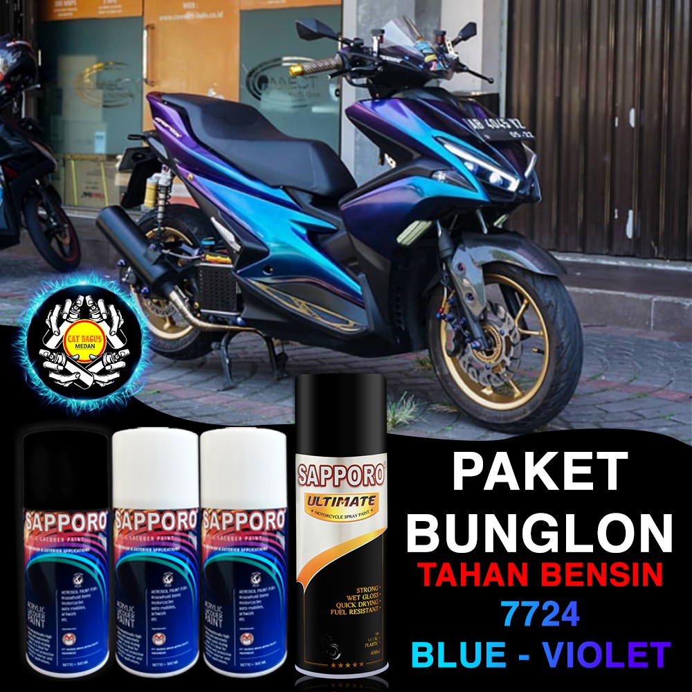 PAKET SAPPORO BUNGLON 7724 BLUE VIOLET CAT SEMPROT 3D KHAMELEON TAHAN BENSIN LEMBAYUNG BIRU VIOLET U