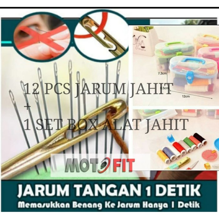 BAROKAH GAMIS FREE SATU SET KOTAK ALAT JAHIT JARUM TANGAN 12 PCS ANTI REPOT PRAKTIS