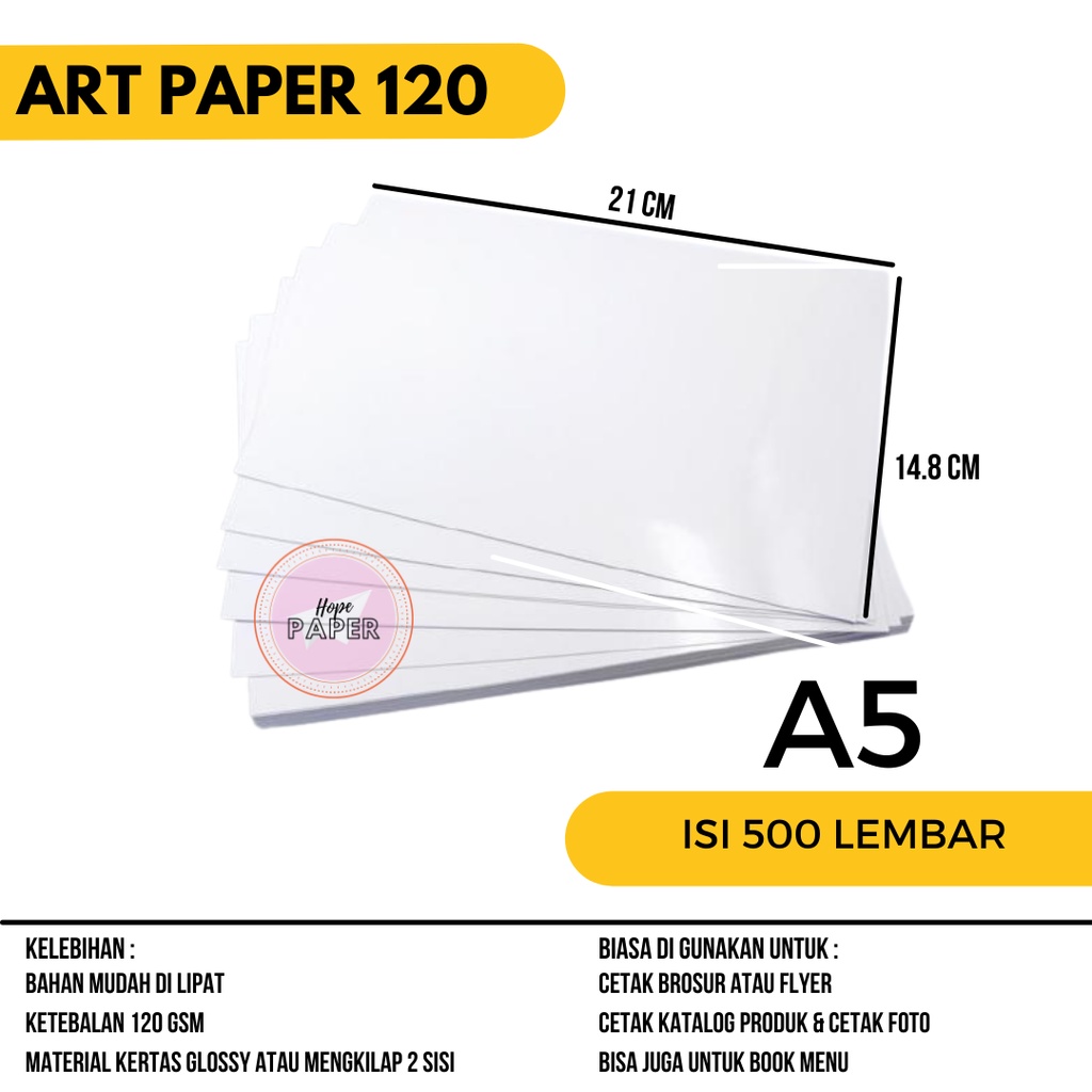 

Kertas Brosur A5 isi 500 lembar / Kertas Art Paper A5