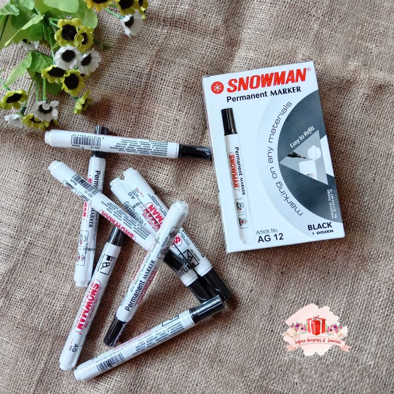 

Spidol permanen snowman hitam marker AG-12 eceran