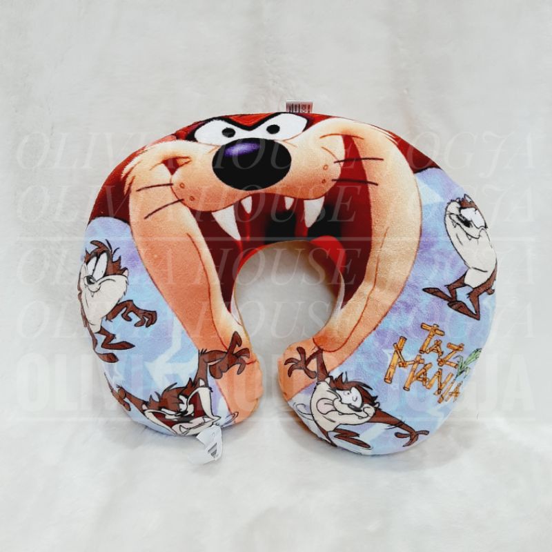 Bantal Leher Tazmania Print Bantal Leher Tazmania Devil Coklat