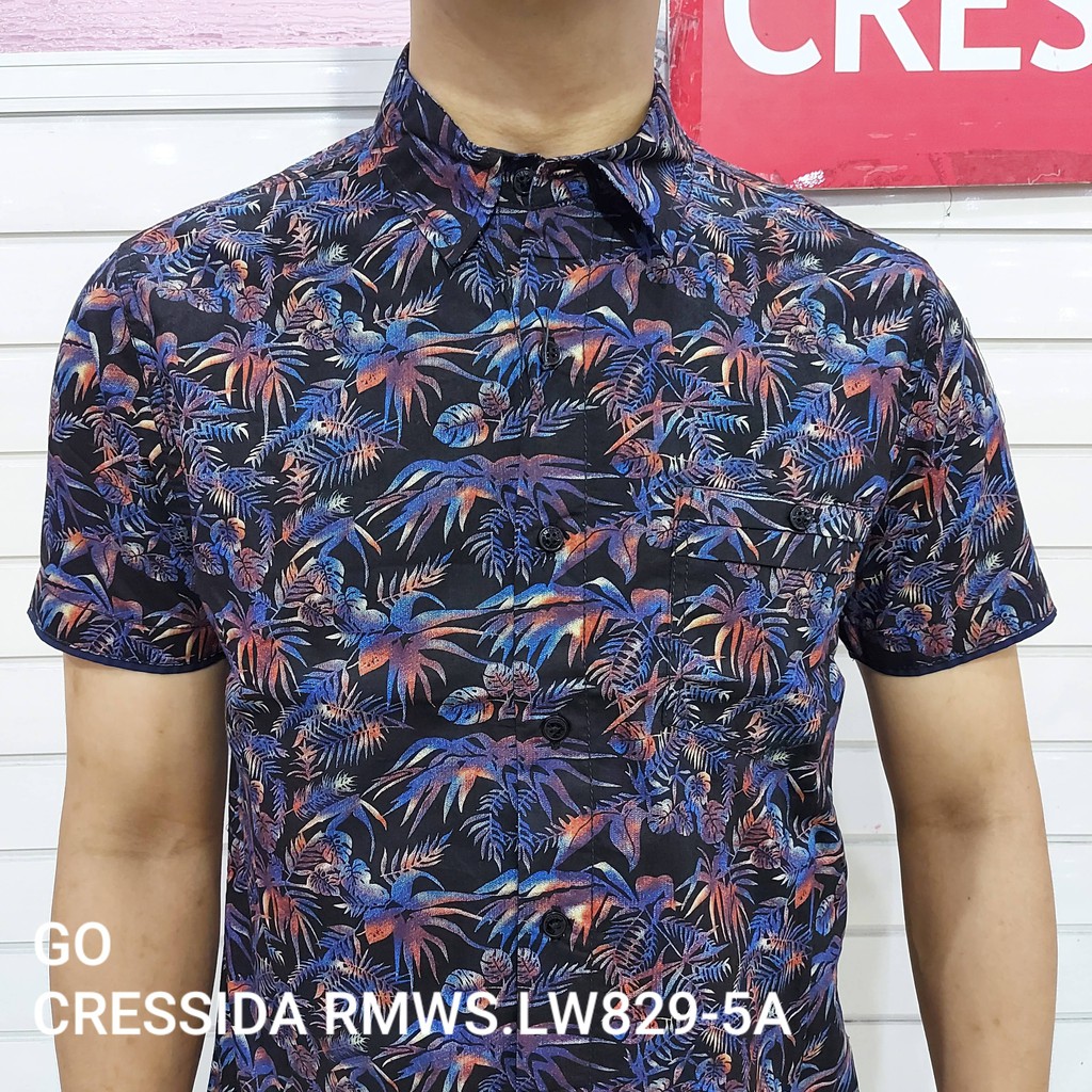 gof CRESSIDA KEMEJA PRIA BATIK SLIMFIT Kemeja Casual Kemeja Lengan Pendek