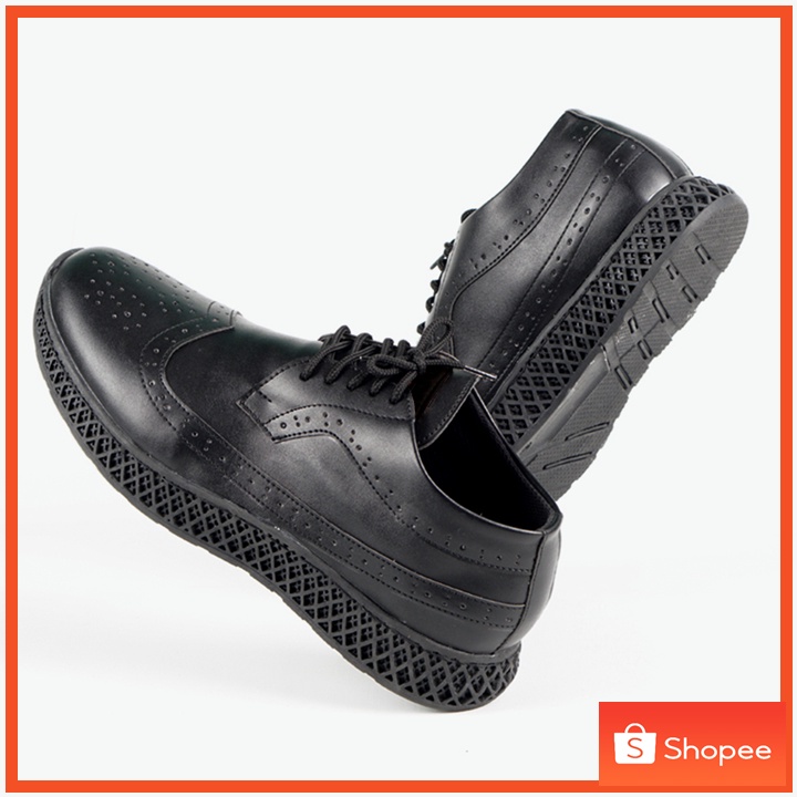 Sepatu Formal Pria Pantofel Kulit Hitam Kerja Original - LORD BLACK