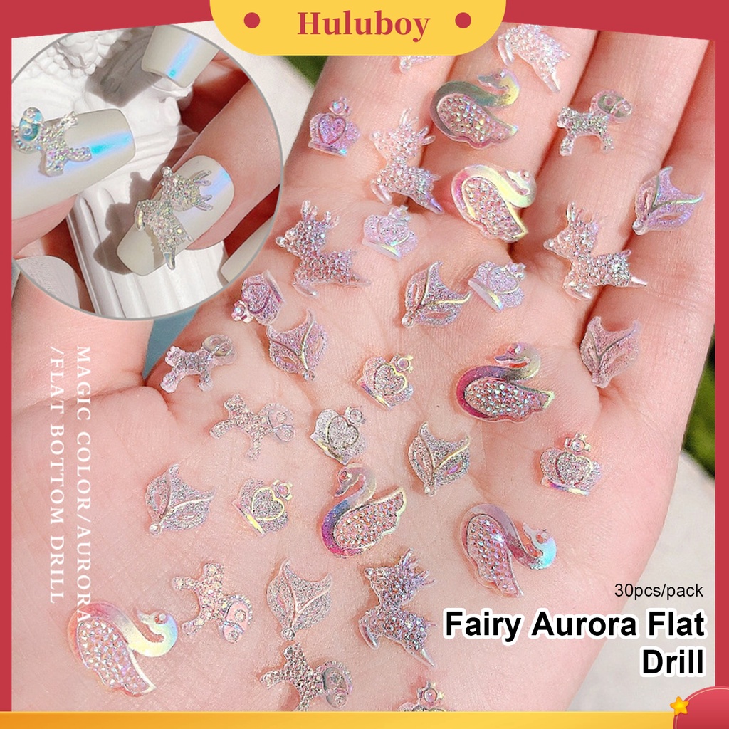 Huluboy Huluboy♡ 30pcs / Pak Hiasan Kuku Bentuk Mahkota / Binatang Bahan Resin Untuk Nail Art