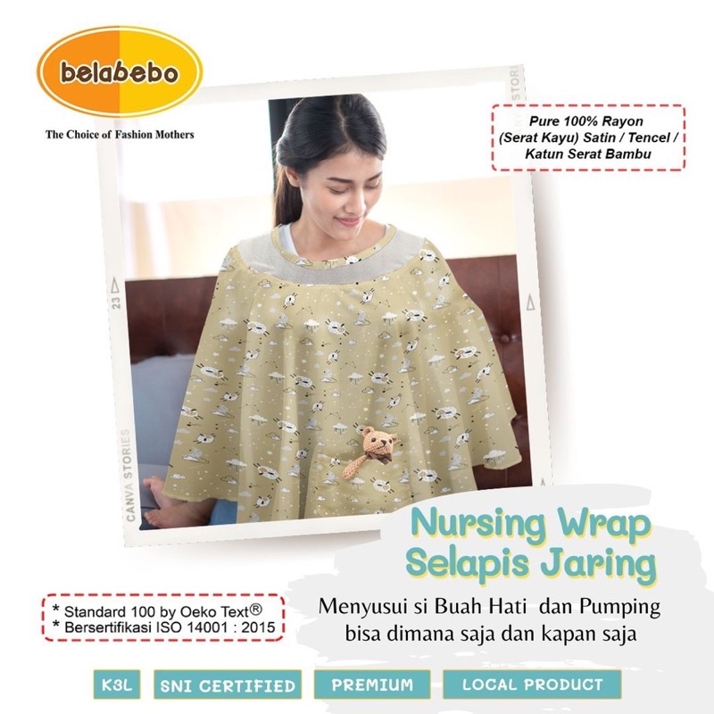 Belabebo Nursing Wrap Selapis Jaring/Nursing apron/Penutup ibu menyusui