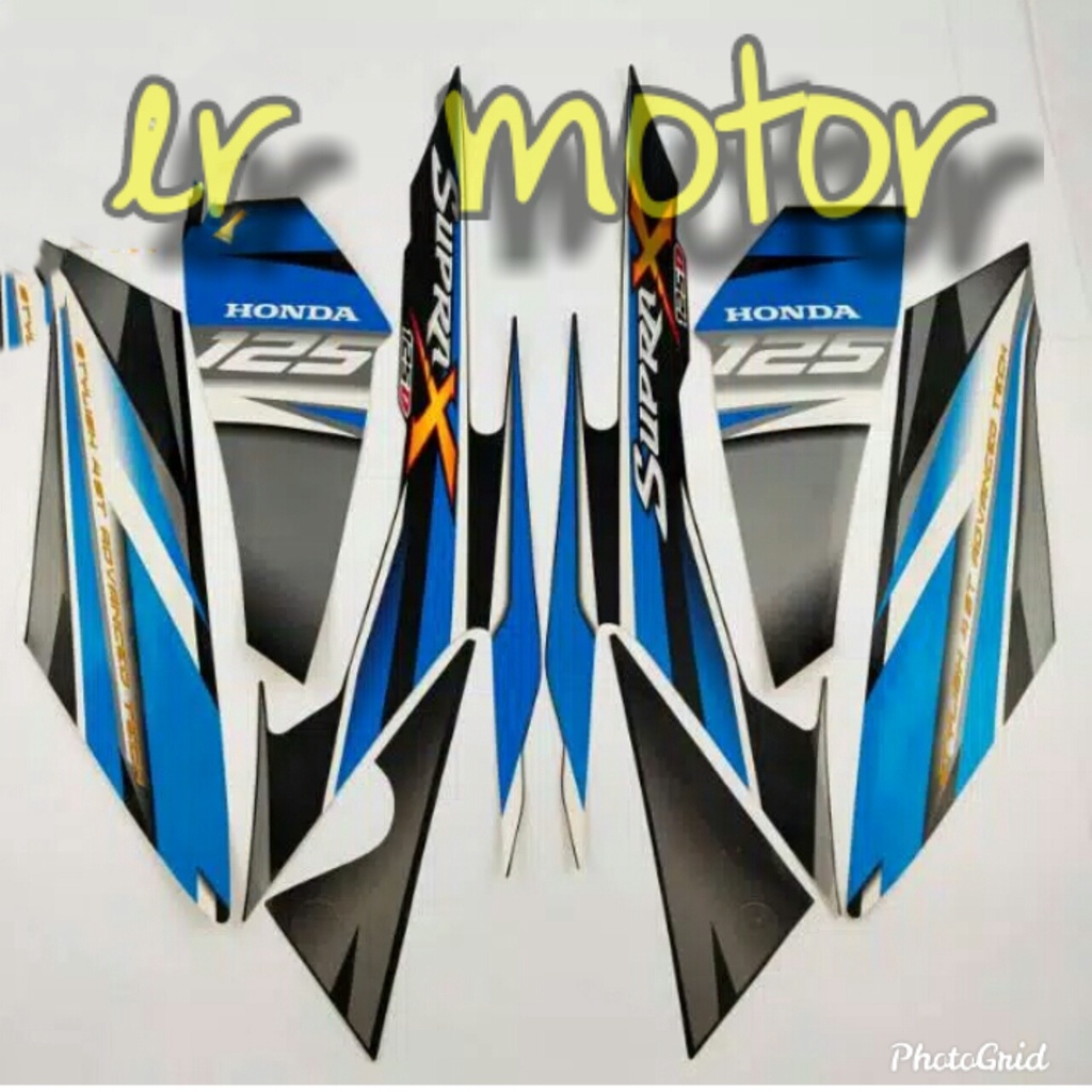 striping sticker motor honda supra x 125 d 2009 2010 hitam biru