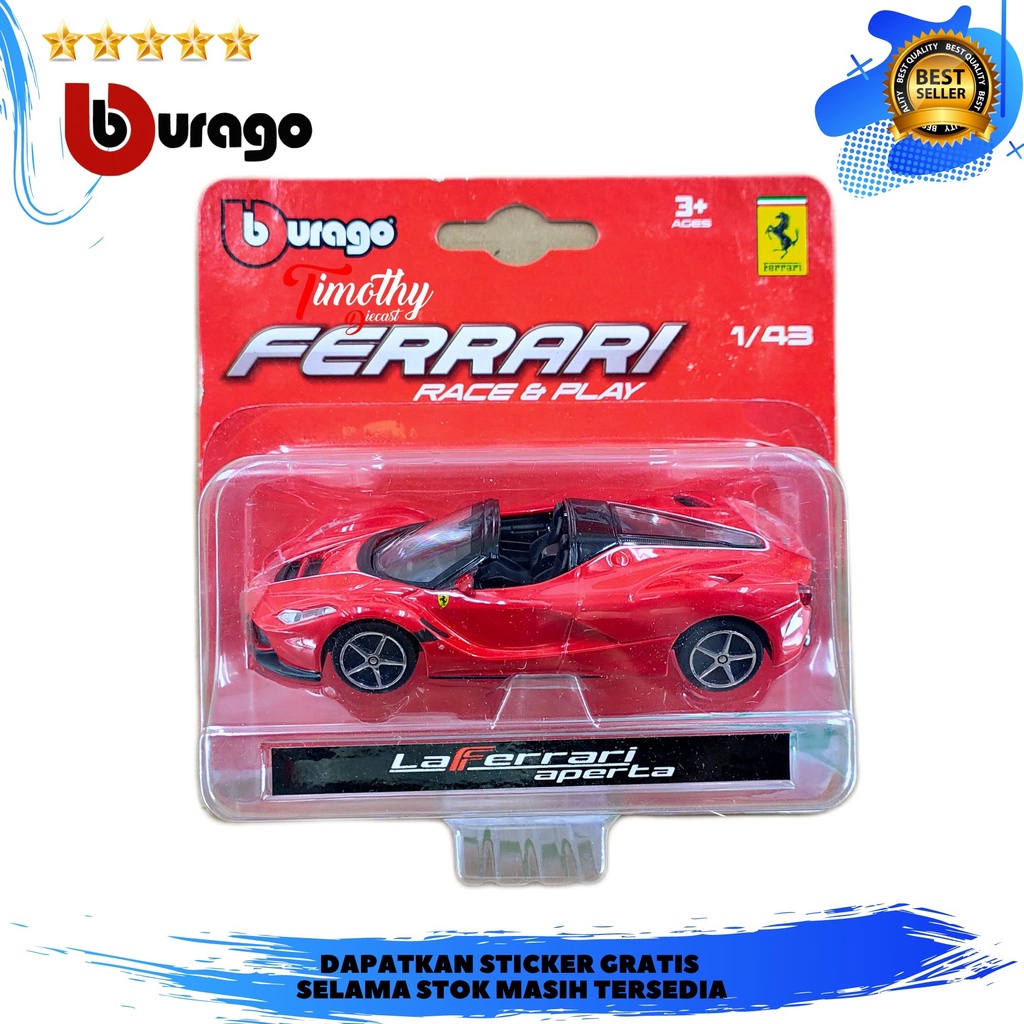 Burago Ferrari Race N Play LaFerrari Aperta Merah Timothy Diecast