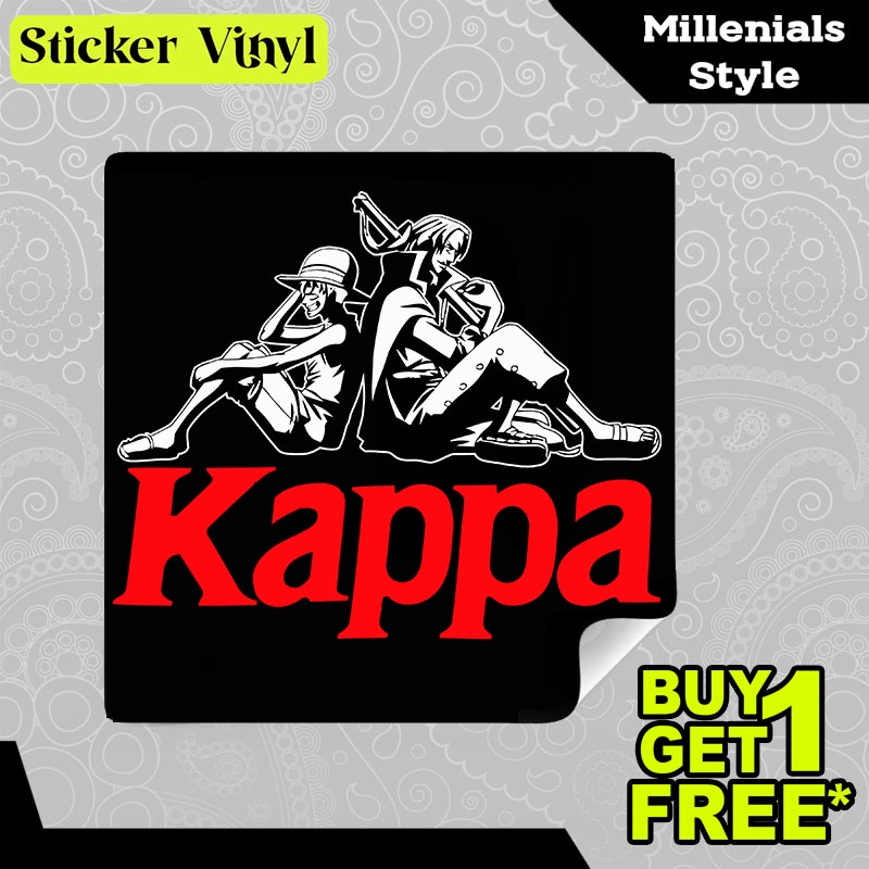 Stiker Sticker One Piece' x Kappa Serial Animasi Anime Jepang Populer Aesthetic Bahan Vinyl Satuan A