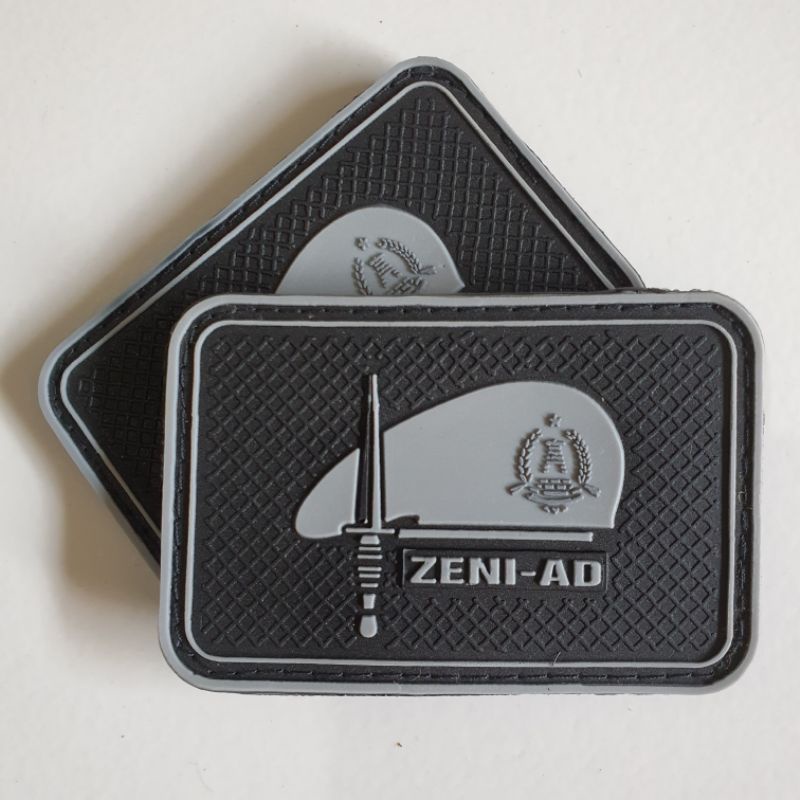 patch rubber logo baret zeni ad - zipur - tni ad - lis abu - tempelan emblem karet velcro