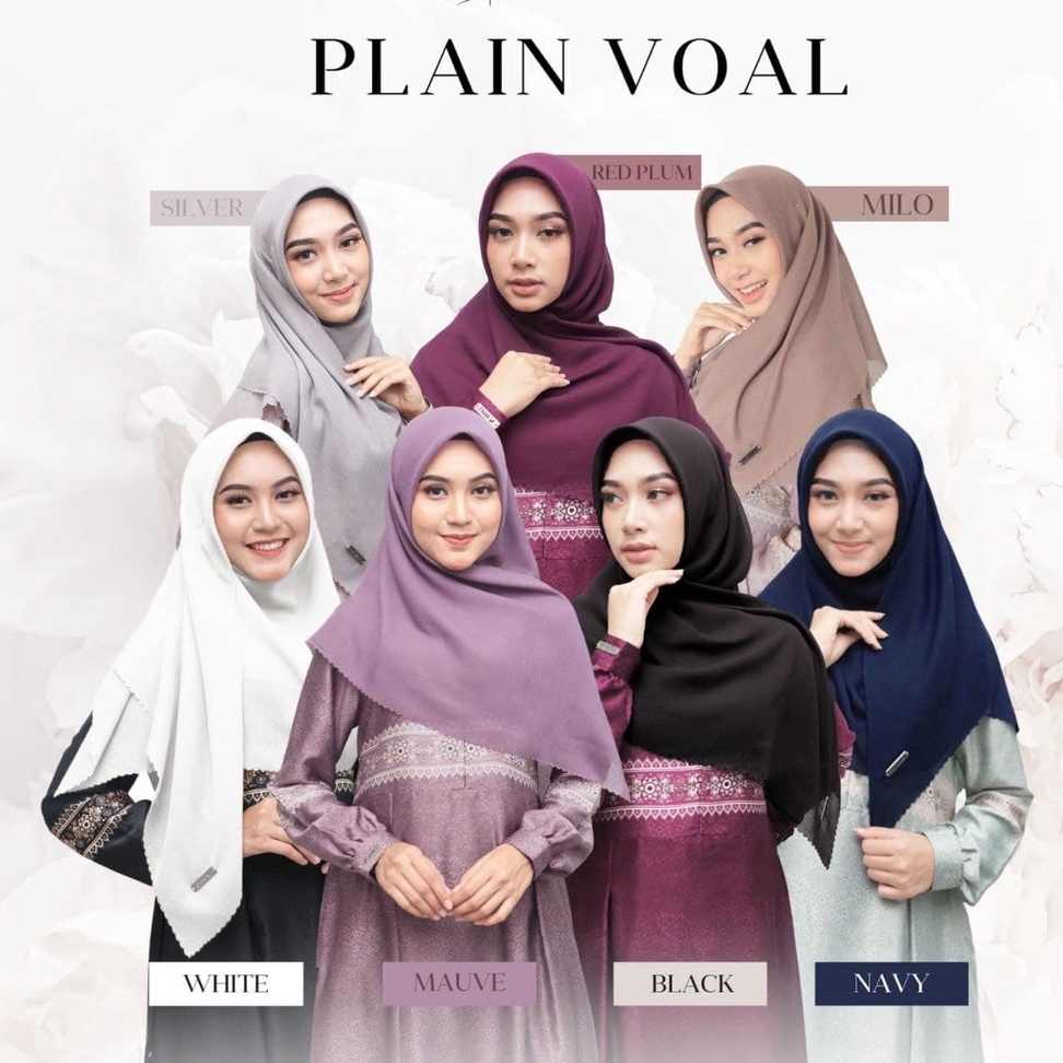 Voal Hijab Segiempat Polos Premium Metal Lable by WNJ
