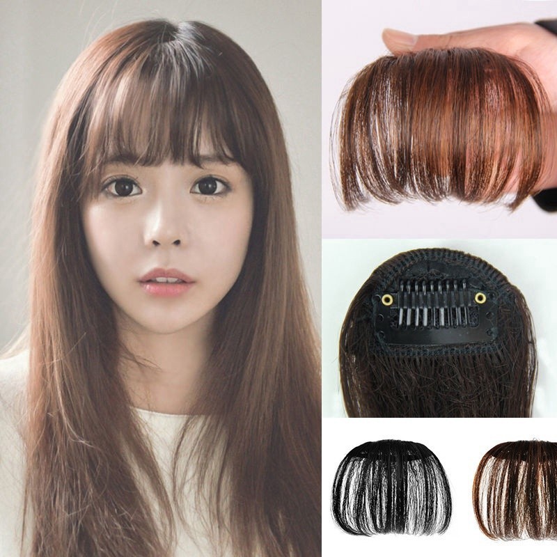 Thin Air Bangs Hair Extension Clip In Fringe Front Hairpiece