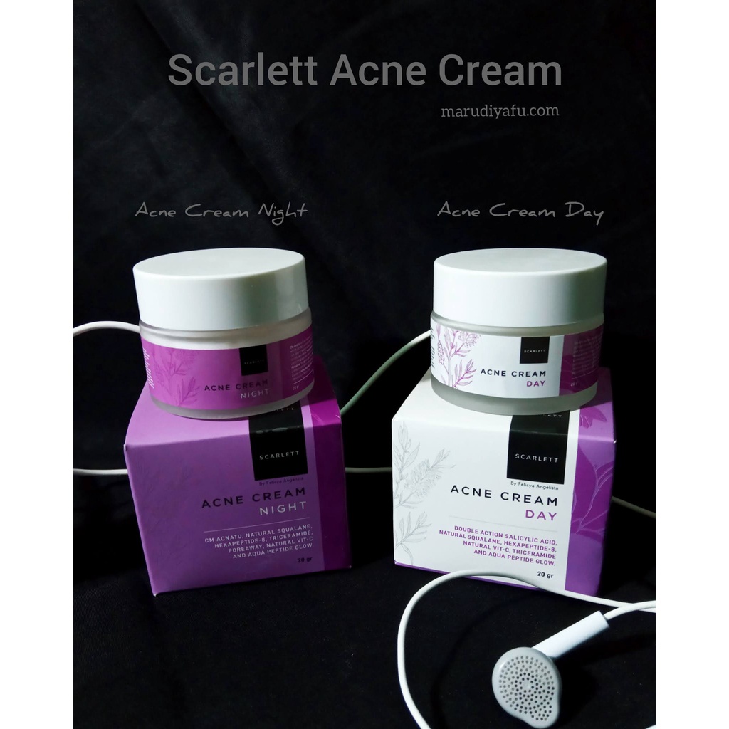 [COD] Paket Acne Cream Day &amp; Night Scarlett 20gr AMPUH Melawan Bakteri Jerawat Wajah dalam 2 minggu