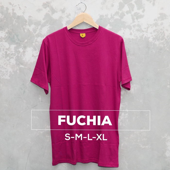 KAOS POLOS COTTON COMBED 30s WARNA FUCHIA PINK FANTA Size S M L XL