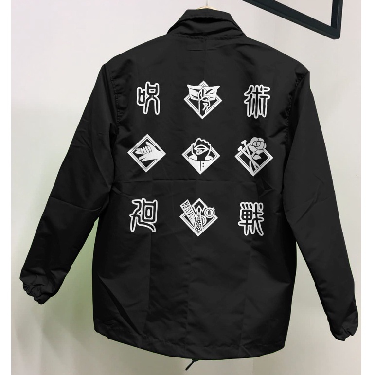 Jaket coach Jujutsu Kaisen Logo Black Anime Manga Premium Unisex Jacket Wibu