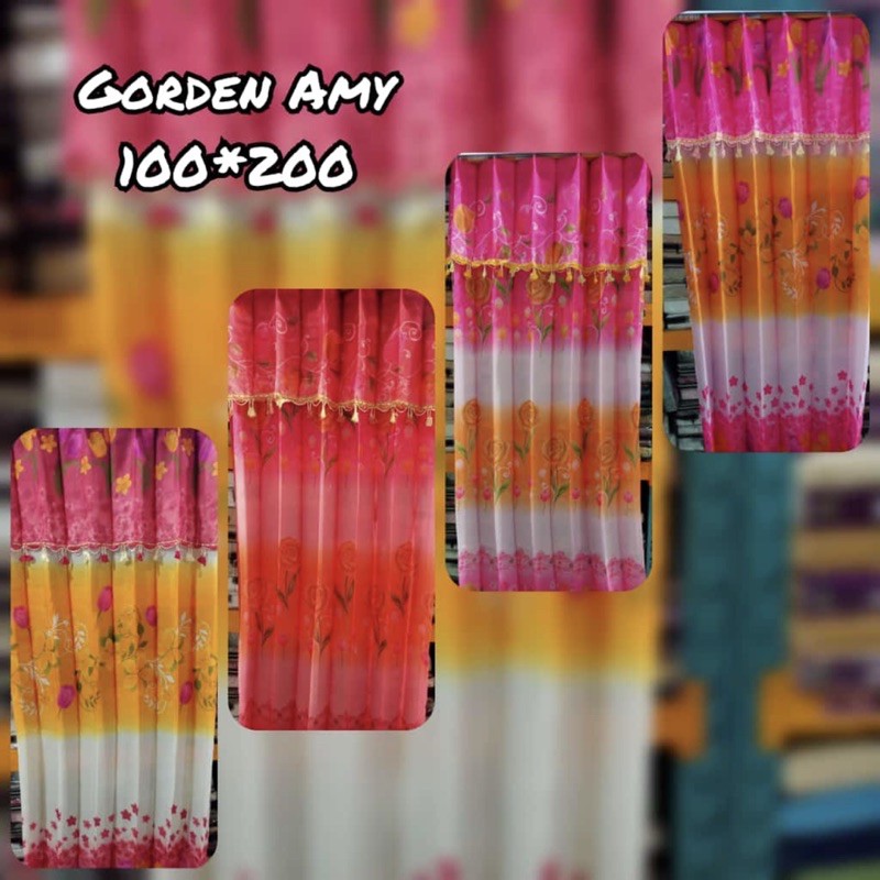 Gorden Ami Plisket Jepit Motif Bunga Tulip Minimalis / Horden Pintu Murah Ukuran 100x200 Free Kawat S