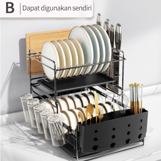 Rak piring Multifungsi Rak Cangkir Dapur Penyimpanan Rak Pengering Piring Rak Mangkuk Piring