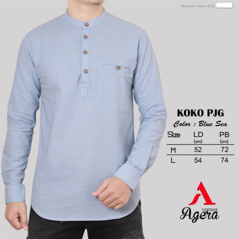 pakaian muslim pria dewasa/baju koko lengan panjang/koko agera lengan panjang