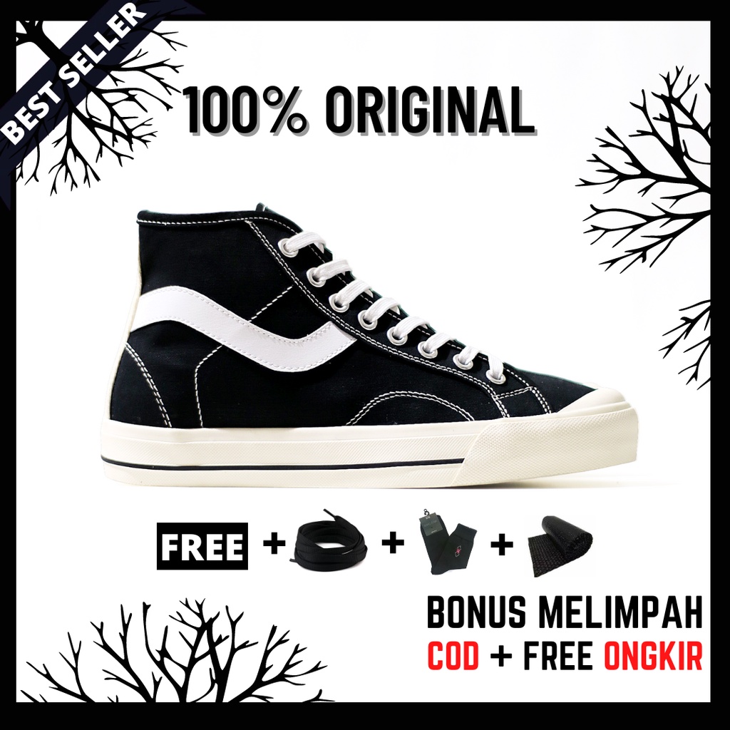 100% Original Sepatu Lokal Casual Black White Hi | Not Ventela Public High