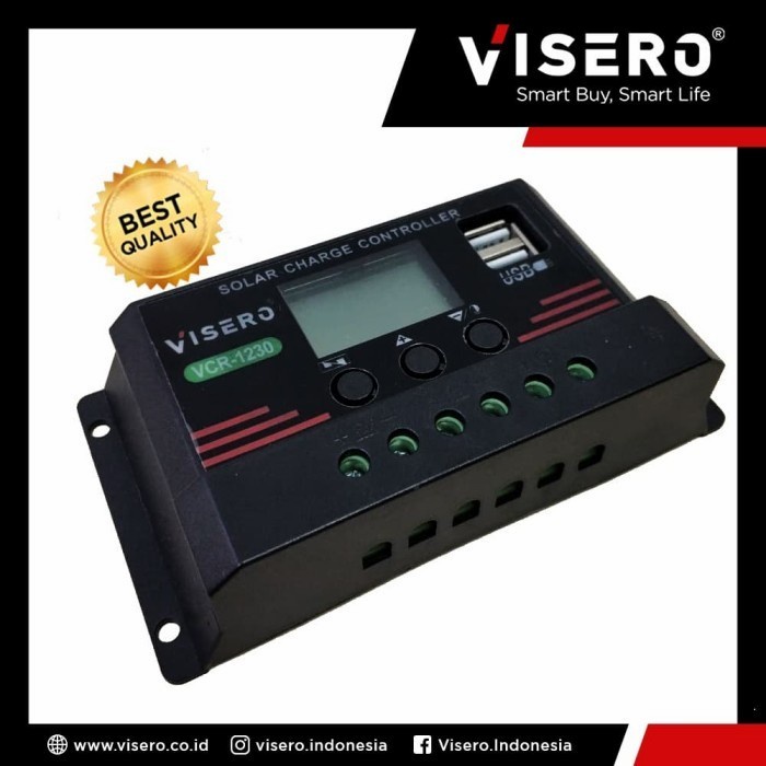 SOLAR CHANGER CONTROLLER VISERO 30A PENGISI DAYA PANEL SURYA 12V 24V