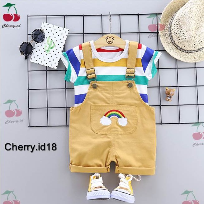 Promo 9.9 Cherry COD Setelan Overall Bayi / Set Jumpsuit Anak / Baju Kodok Anak Cowok JL01/BACA DULU