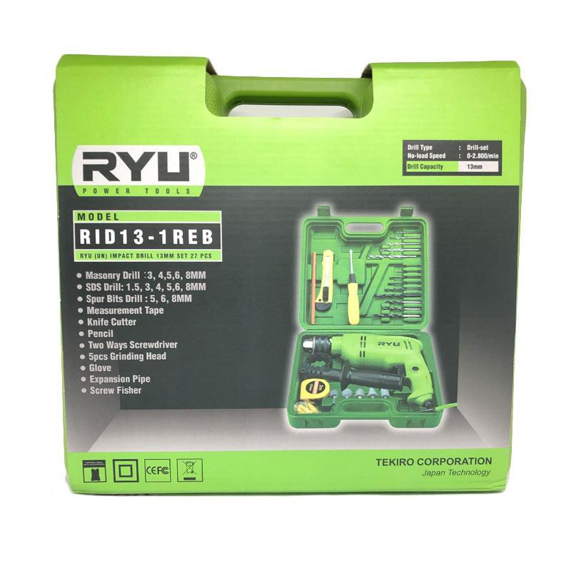 BOR RYU 13MM KOPER RYU Impact Drill 13mm SET 27pc / bor set / mesin bor 13mm set RID13-1REB