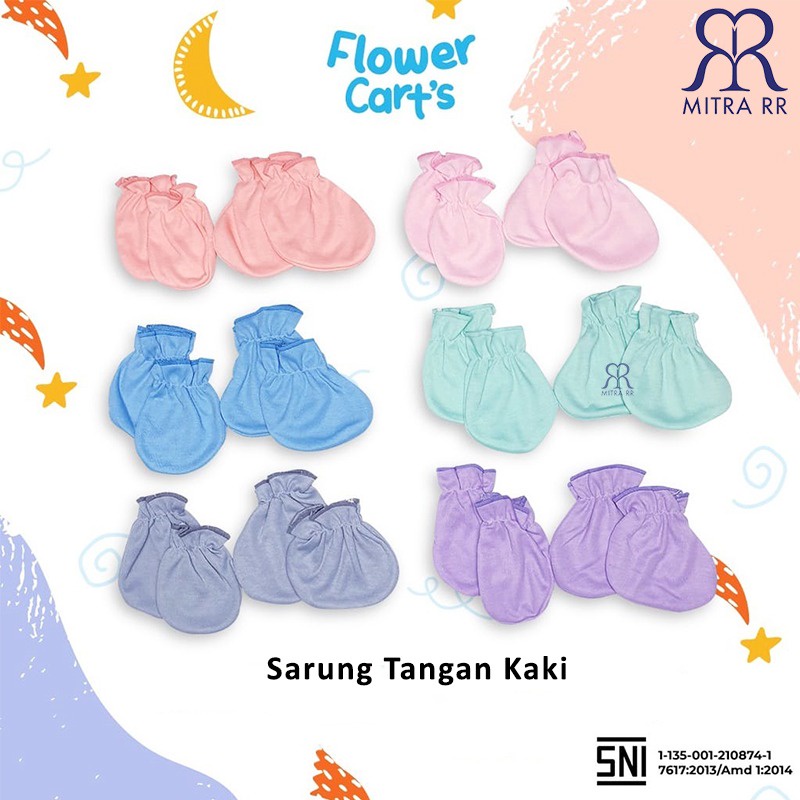 (1 SET) Sarung Tangan Dan Kaos Kaki Bayi // STK Bayi // Flower Cart’s Warna Polos Newborn