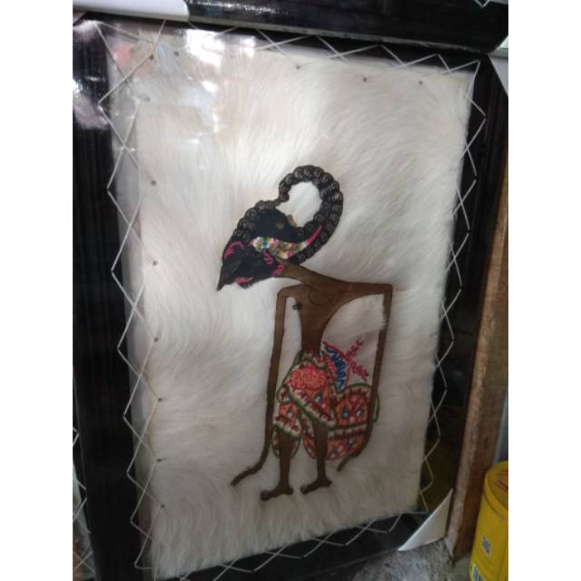 TERMURAH! LUKISAN WAYANG KULIT ARJUNA JANAKA UKURAN 70x50 cm BAHAN KULIT KAMBING ASLI HIASAN DINDING