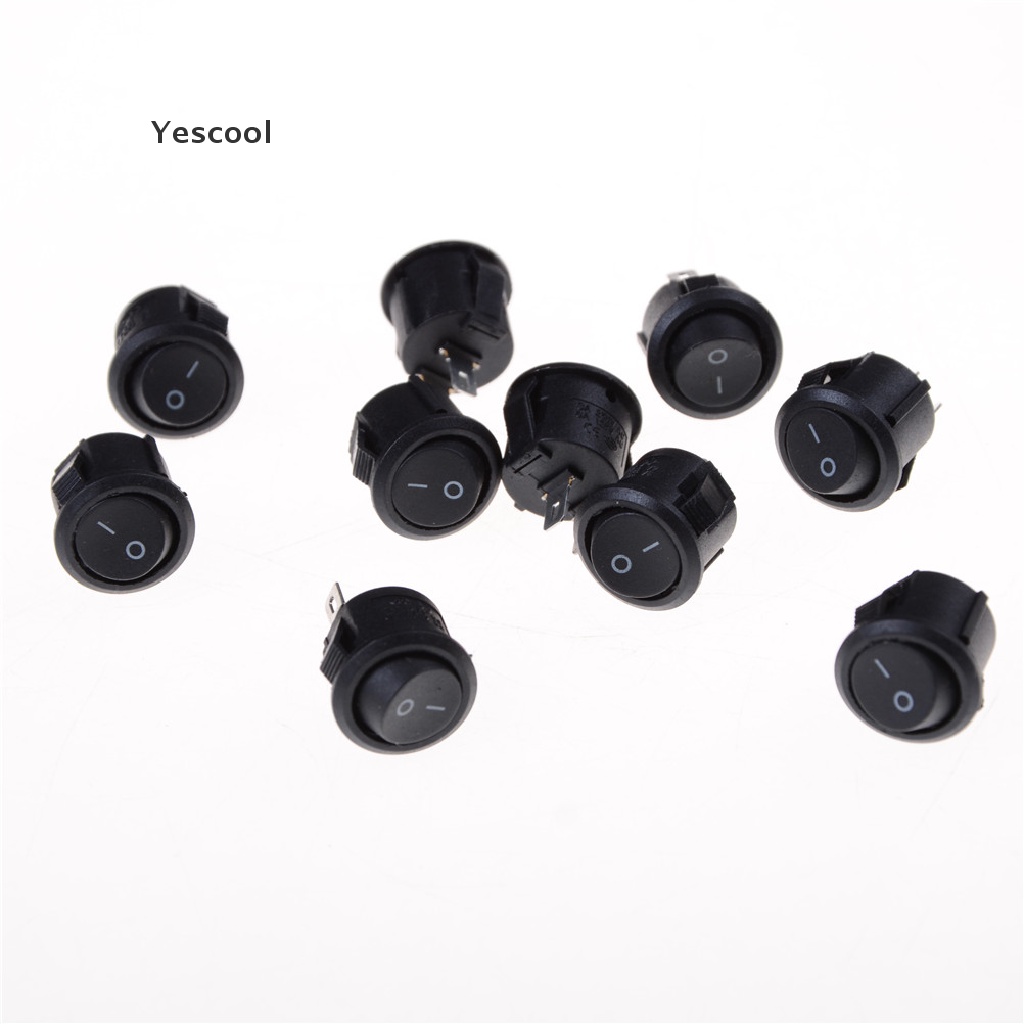 Yescool 10Pcs Saklar Rocker Switch ON-OFF 2 Pin Bentuk Bulat Kecil 16mm Untuk Perahu