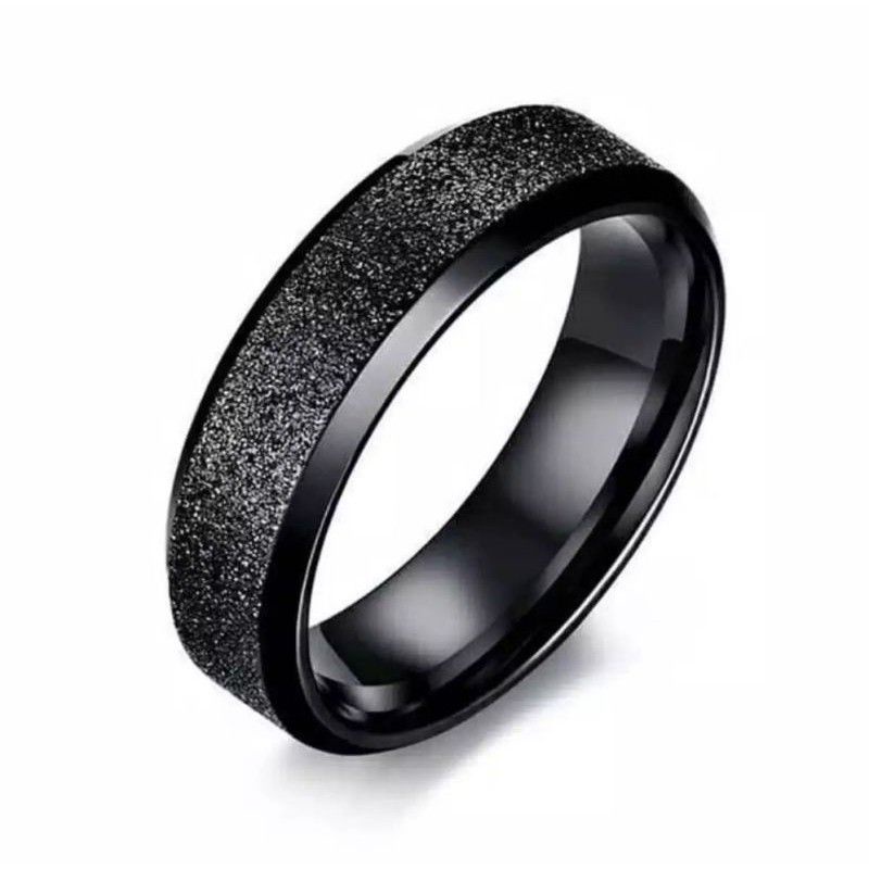 Cincin Titanium Pasir Polos Black Dan Silver Gold