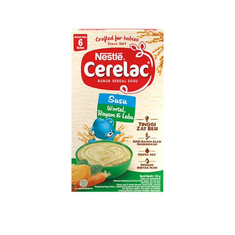 Nestle Cerelac Bubur Bayi Instant Rasa pisang/kacang hijau/ wortel/ayamsayur Box 120 g