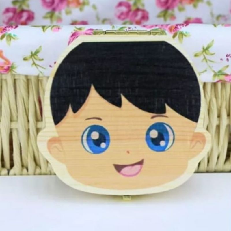 Tempat Gigi Susu Bayi Bahan Kayu Asli Solid Wood Tooth Box Koleksi Penyimpanan  Gigi Bayi