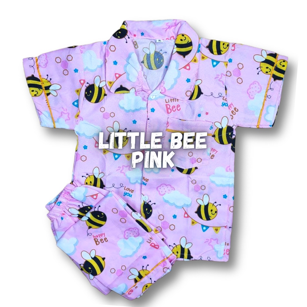 Piyama Anak Laki laki Perempuan 10 Tahun Baju tidur anak usia 12 tahun Bebas Pilih Motif size 12-BEE PINK