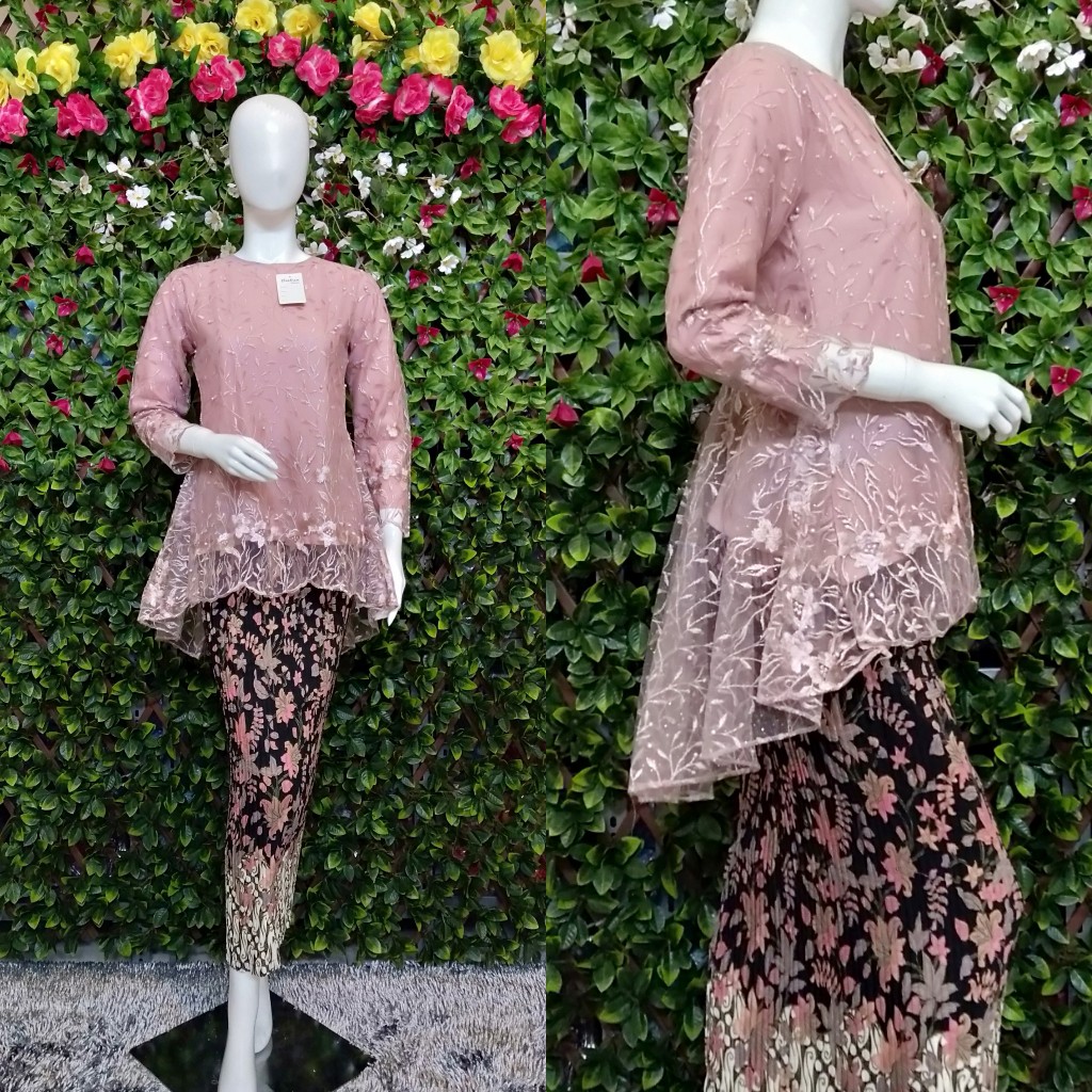 PROMO SET RINJANI PINQUIN TULLE MUTIARA BORDIR / STELAN KEBAYA PESTA CANTIK