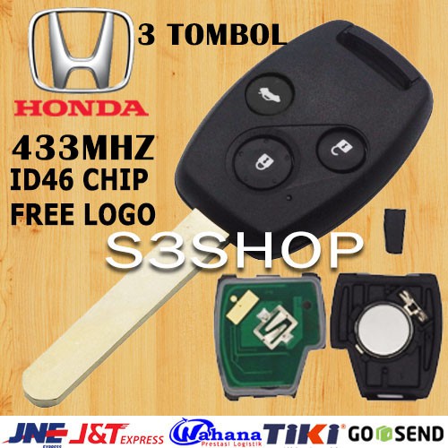 Remote Kunci Chip Transponder Remote PCB Honda 3 Tombol CR-V ACCORD BRIO CIVIC FREED