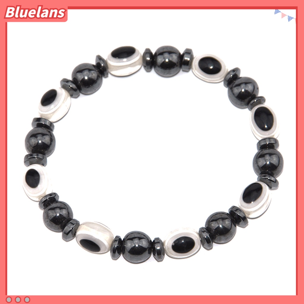 Bluelans Magnetic Bracelet Unisex Lose Weight Hematite Eyes Healing Beads Stretch Bangle