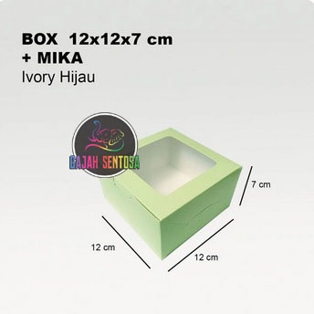 

BOX KOTAK DOS KUE SNACK SOUVENIR 12 x 12 x 7cm + MIKA HIJAU