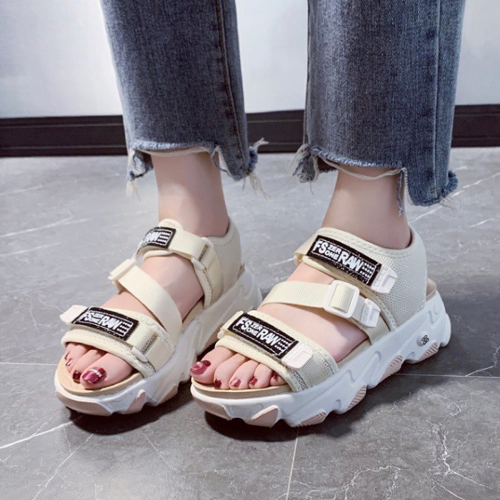 AGI0187 Sandal Wedges Wanita Fashion Import With Gesper Ready Jakarta Bisa COD (With box)